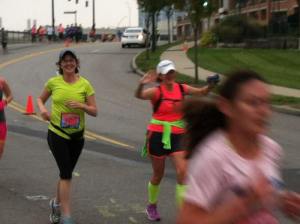 Having fun at mile 5.